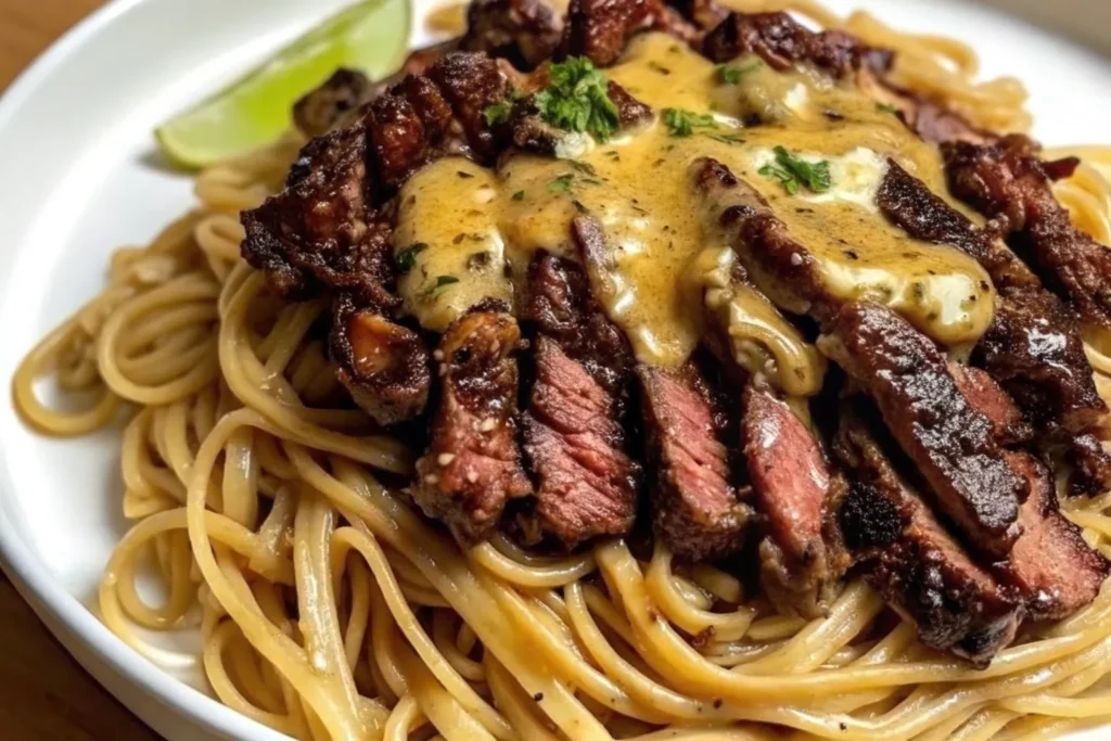 garlic butter steak lightning noodles recipe