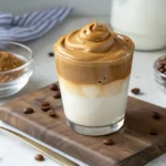 Cloud coffee layered whipped drink in glass