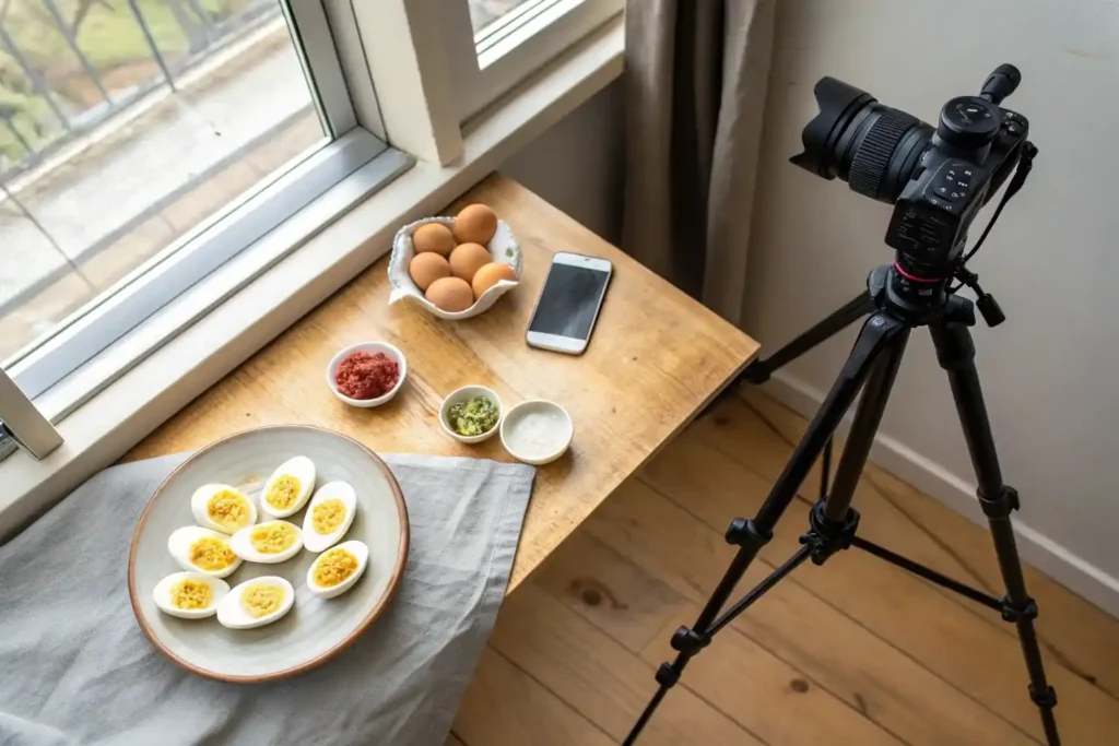 Behind the scenes of TikTok egg flight photo shoot