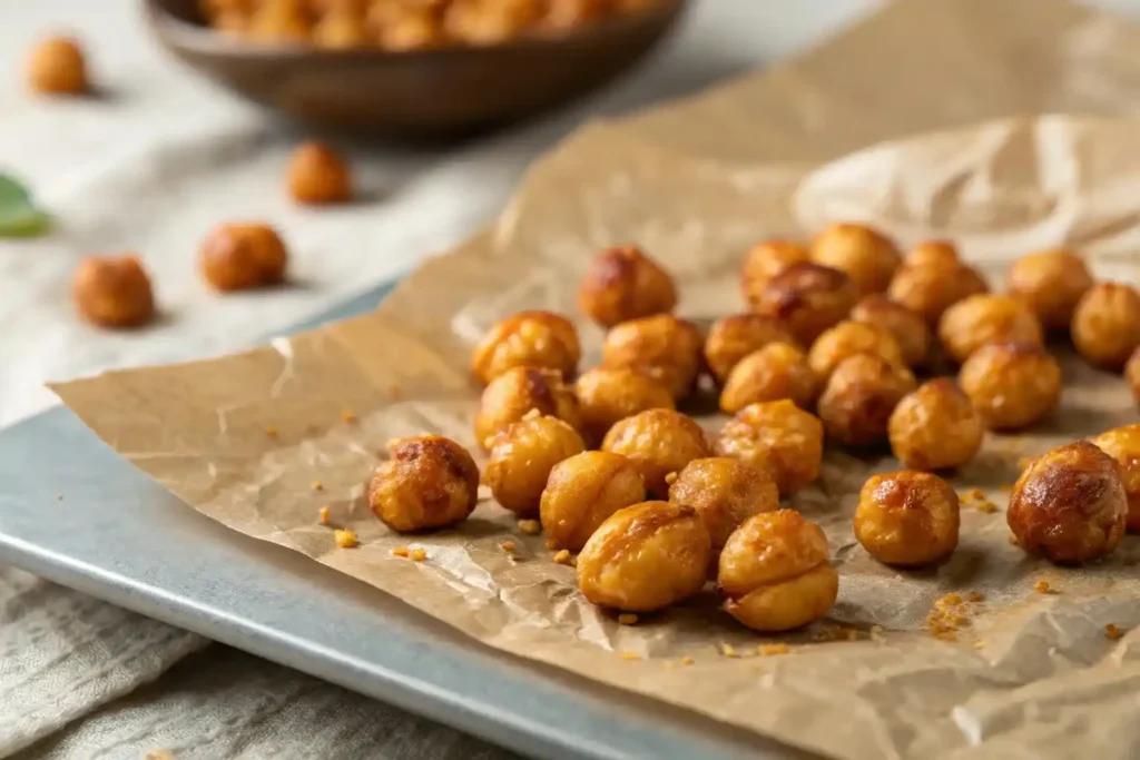 Roasted chickpeas for vegan bean salad
