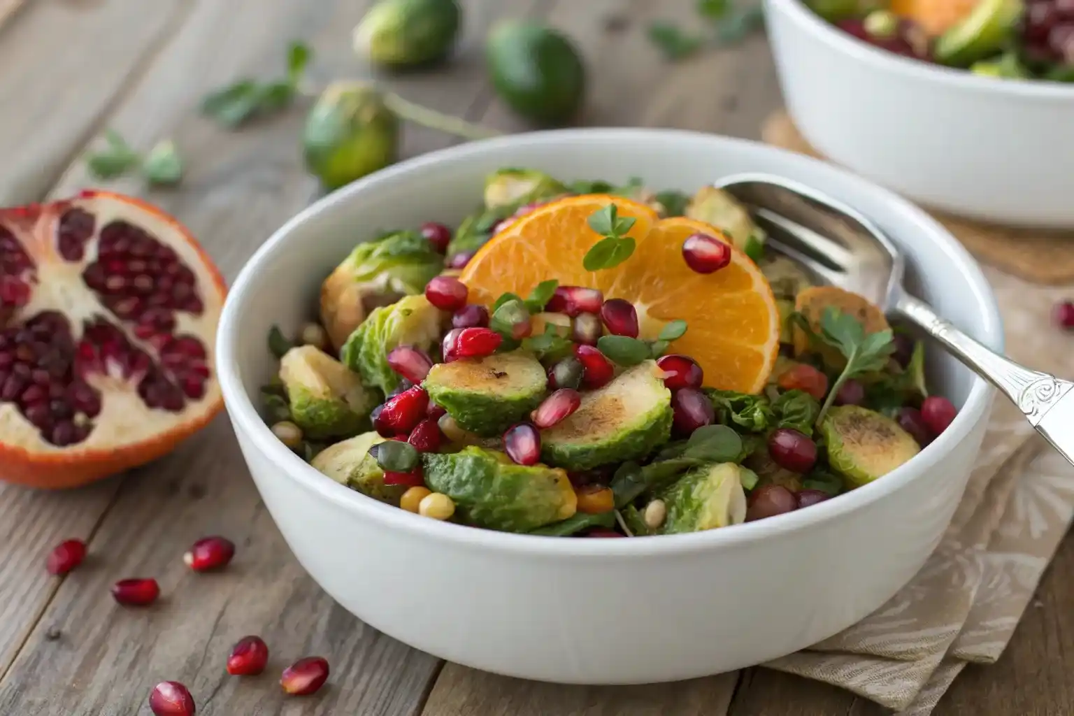 Violet Witchel dense bean salad with roasted Brussels and pomegranate