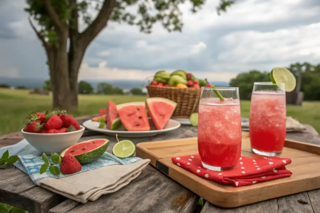 Watermelon Limeade Served at Summer Picnic