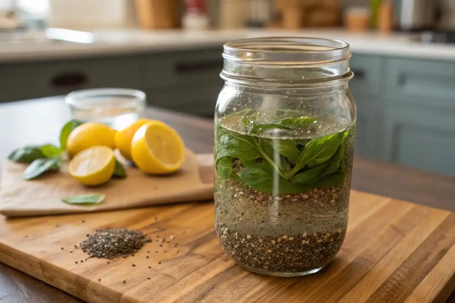 Bariatric seed drink in glass jar with lemon – Bariatric Seed Trick
