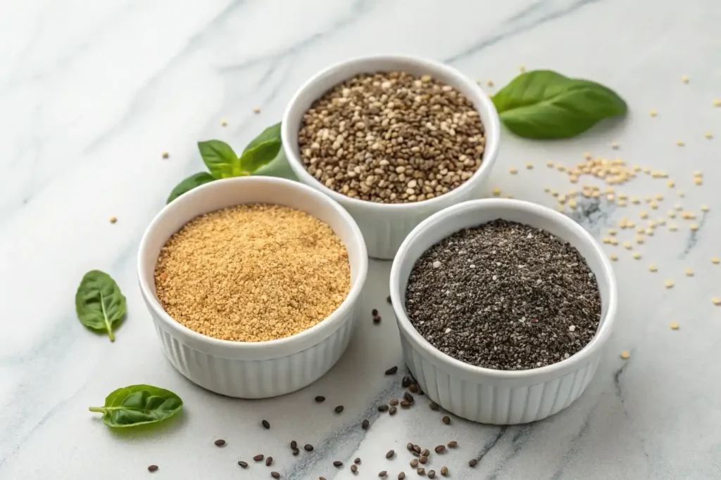 Chia, basil, and flaxseeds before soaking – Bariatric Seed Trick