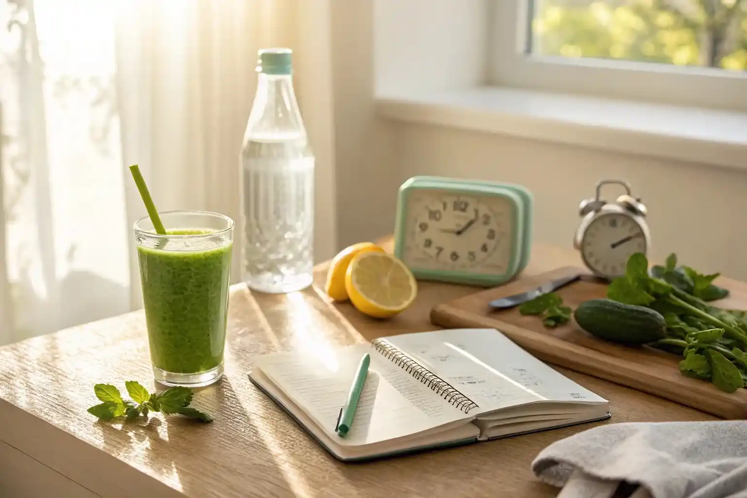 Morning wellness routine setup inspired by Hoda Kotb's authentic health habits and daily practices