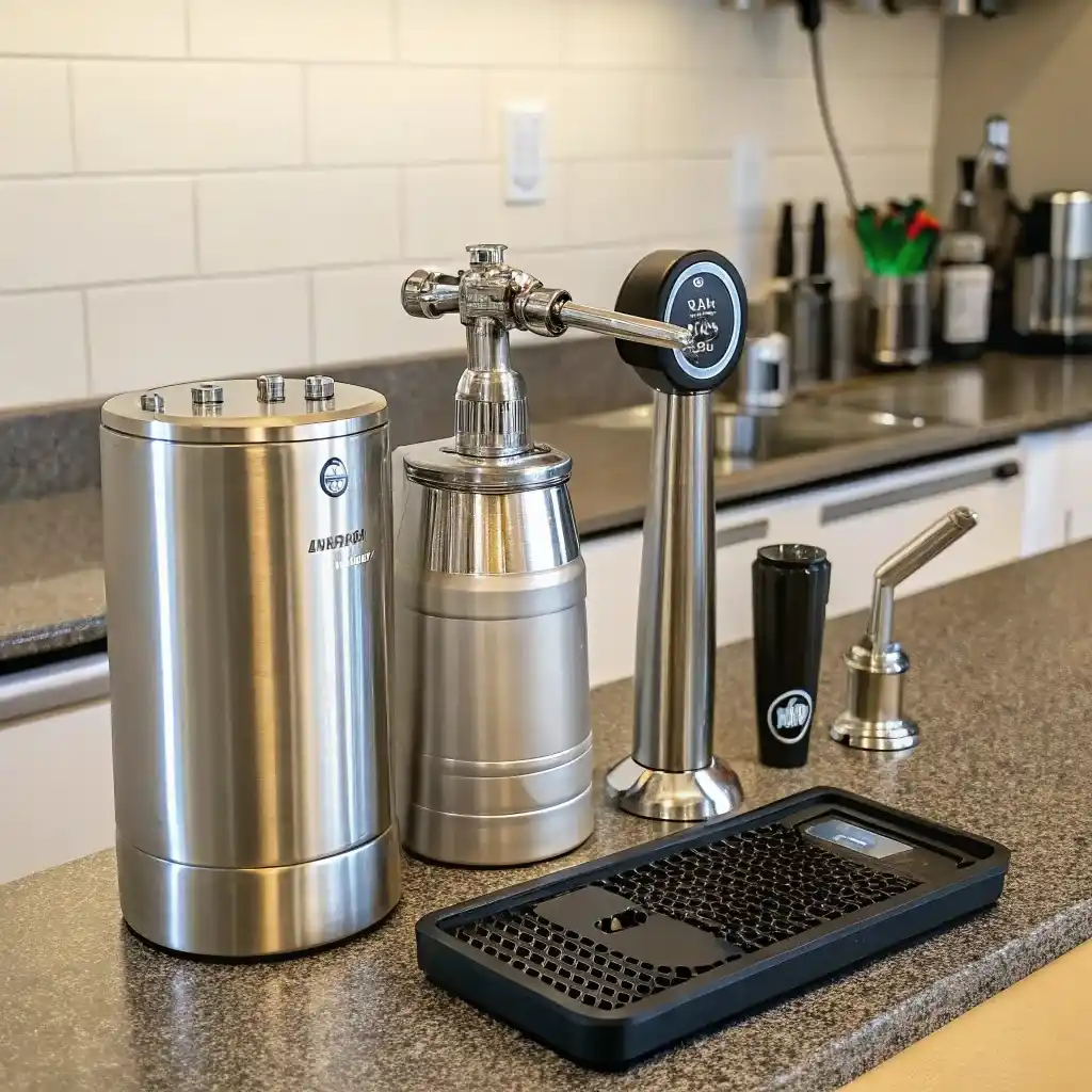 Nitro cold brew machine and whipped cream dispenser setup