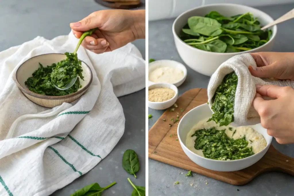 Preparing spinach for ranch dip