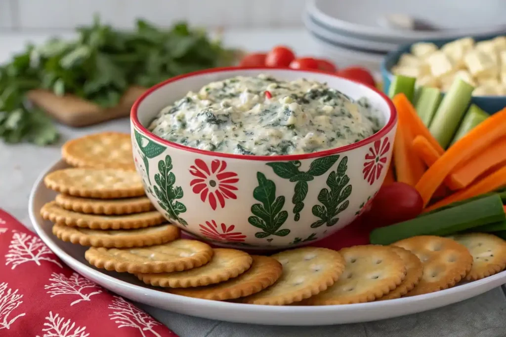 Spinach ranch dip party serving