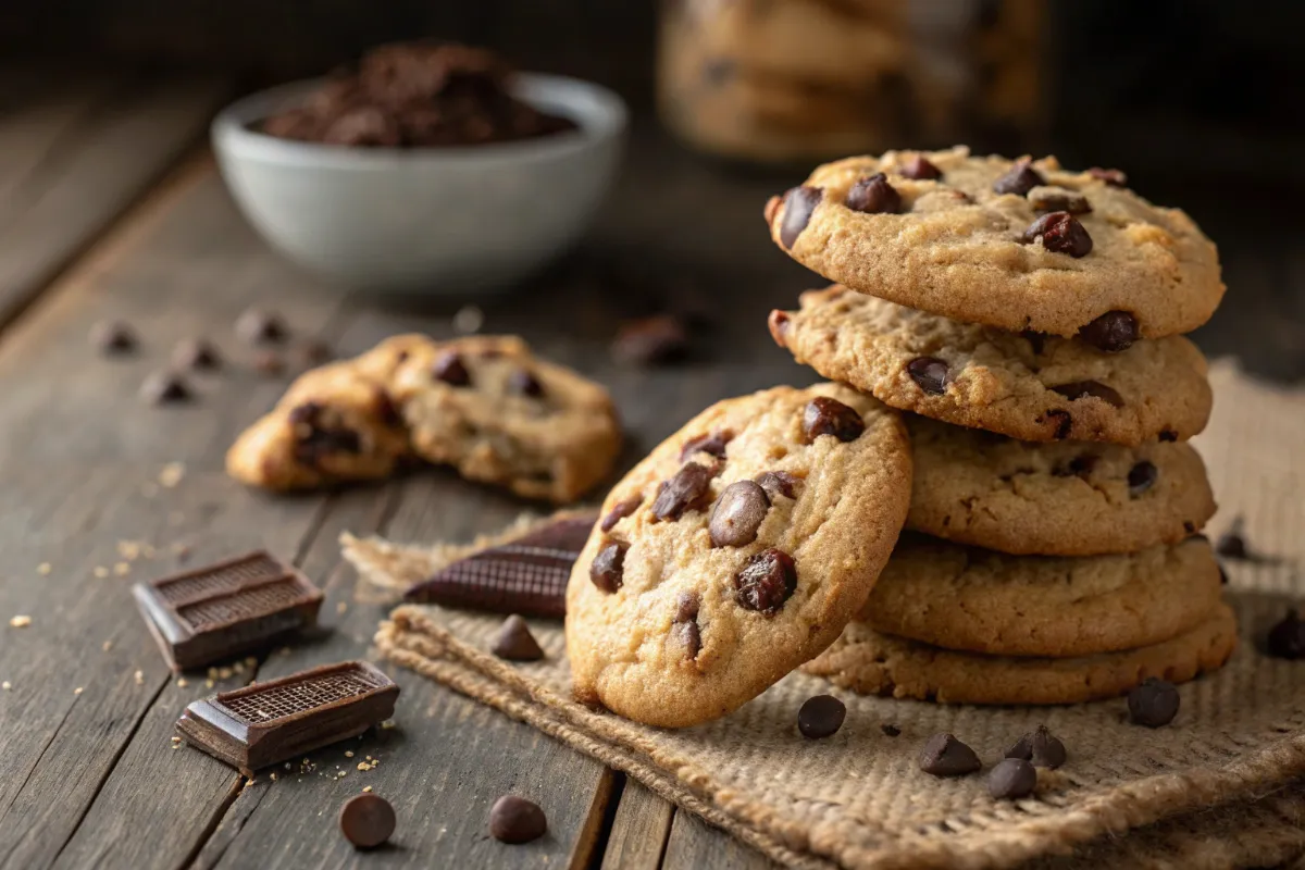 cottage cheese chocolate chip cookies stacked fresh