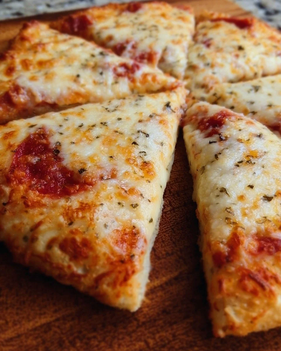 3-ingredient cottage cheese pizza crust ready to be topped