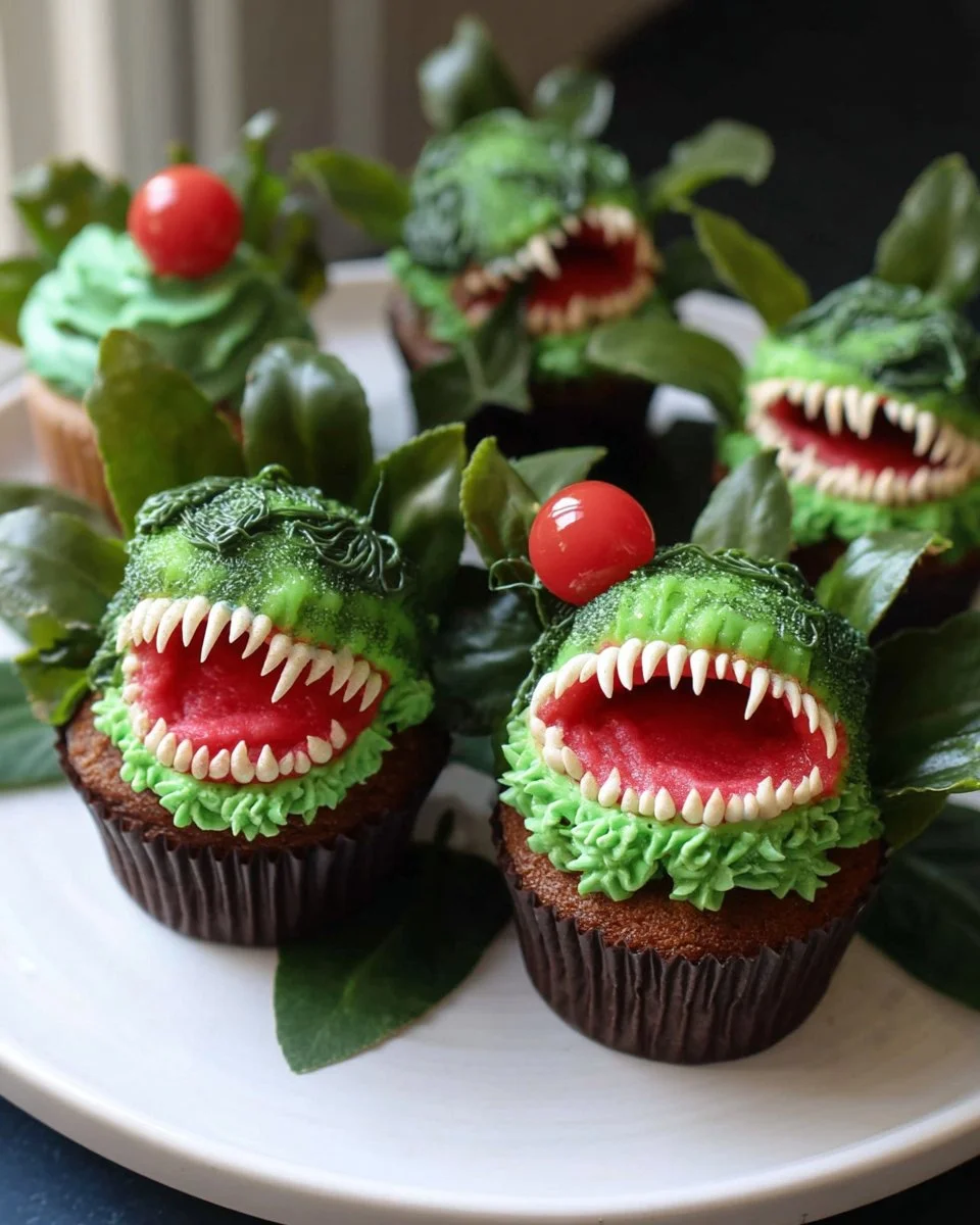 Delicious Audrey II Cupcakes inspired by the Little Shop of Horrors