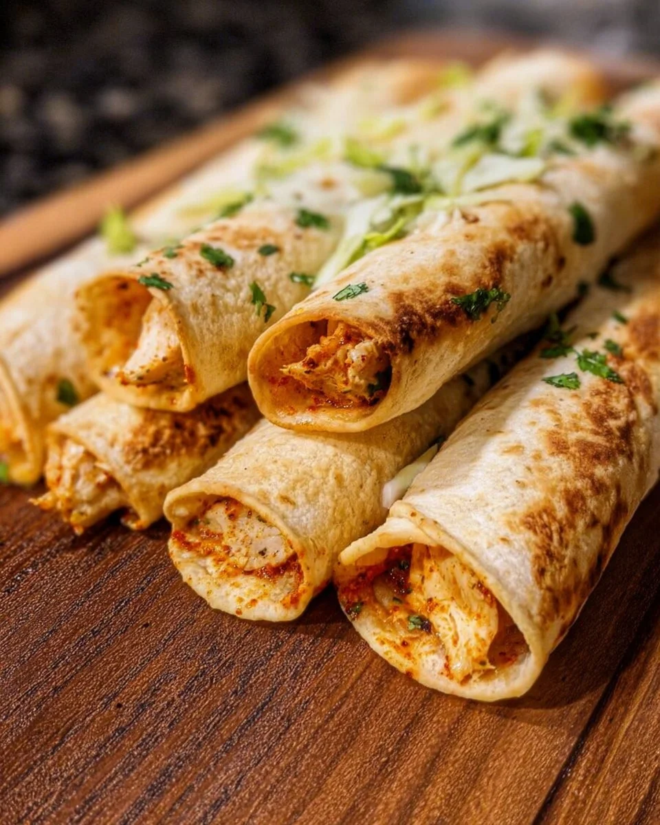 Delicious gluten-free chicken taquitos ready to be served.