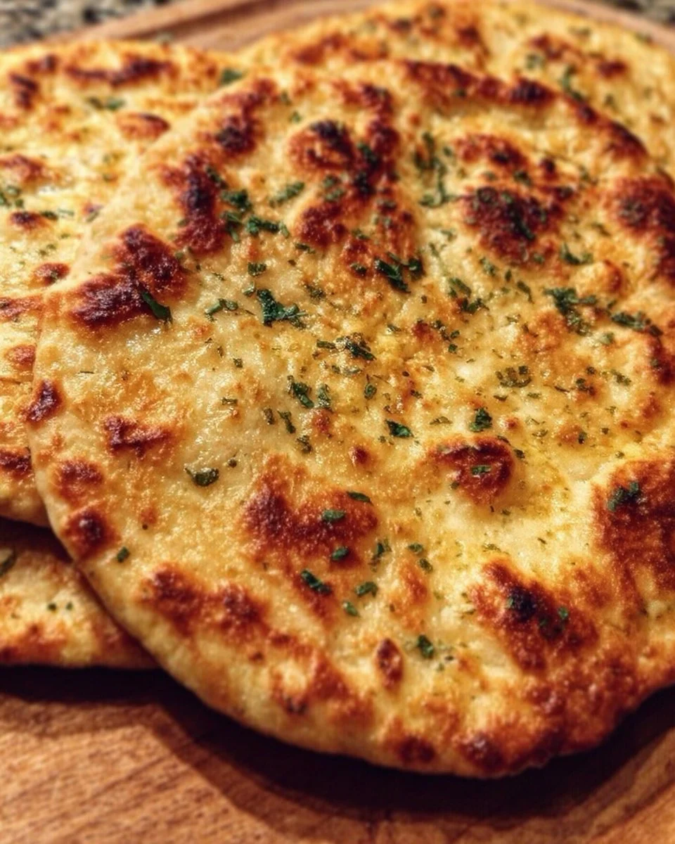 Viral cottage cheese flatbread with fresh toppings on a wooden board
