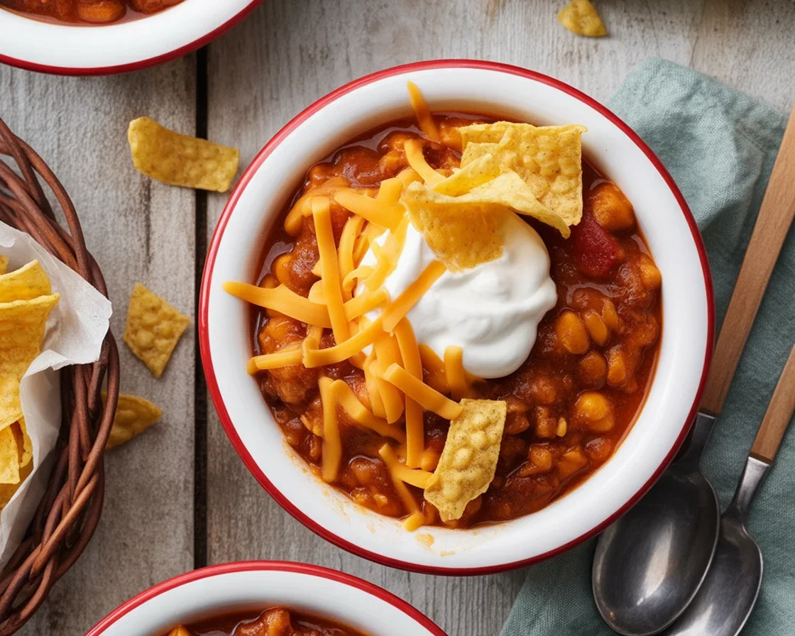 Bowl of Autumn Pumpkin Chili Gluten Free topped with fresh herbs, showcasing fall flavors.
