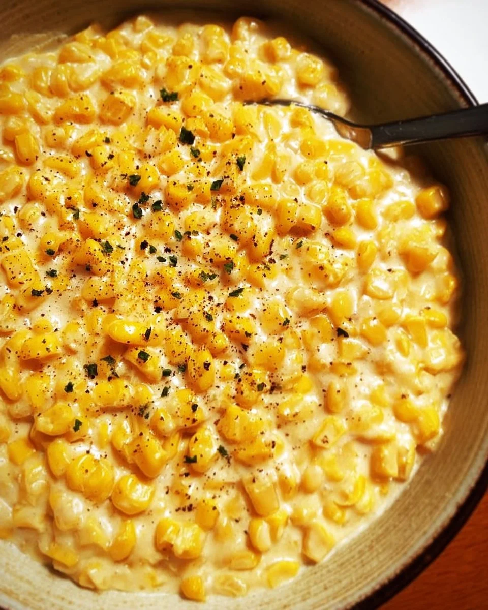 Delicious homemade creamed corn served in a bowl