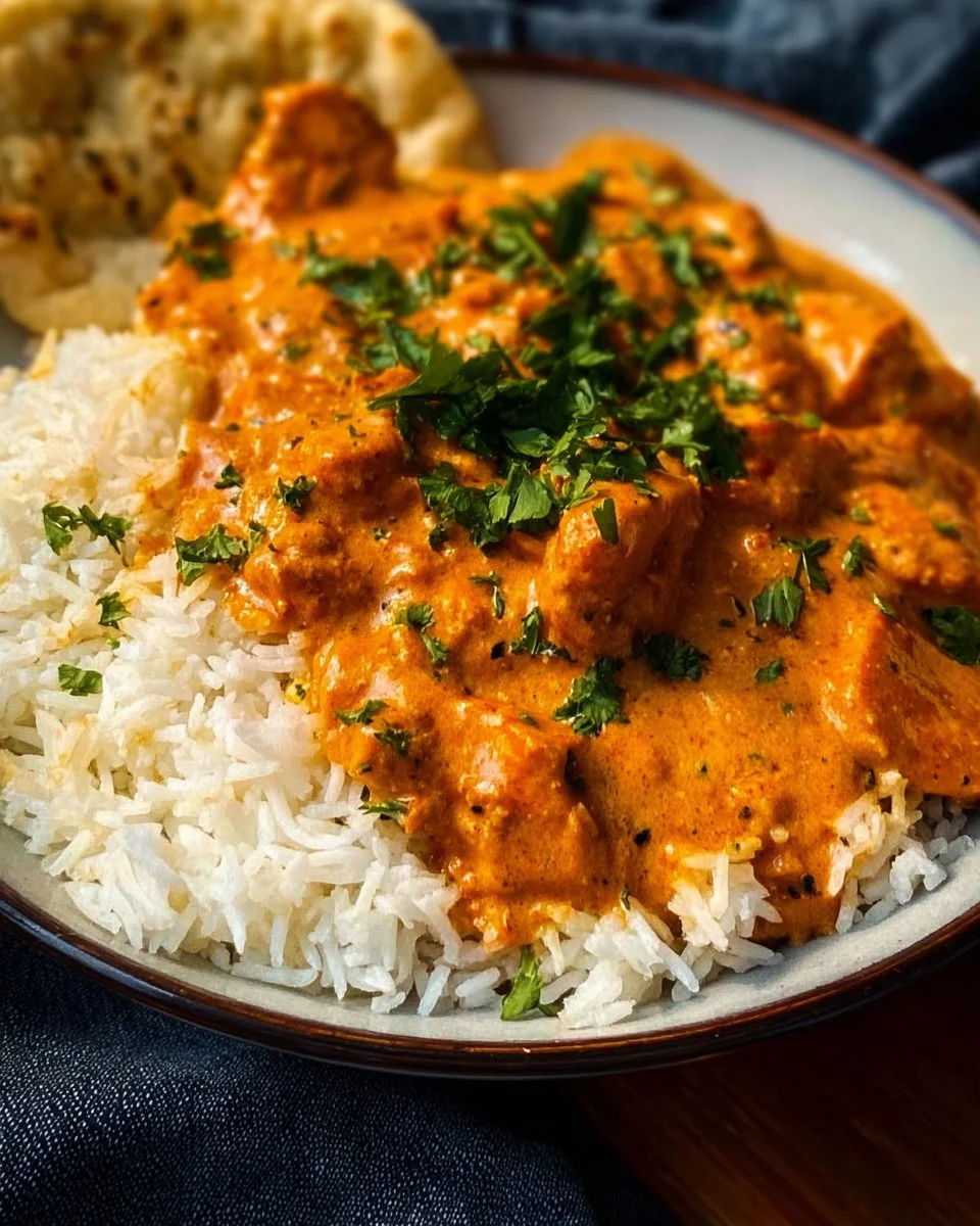 Quick and easy homemade butter chicken served with rice