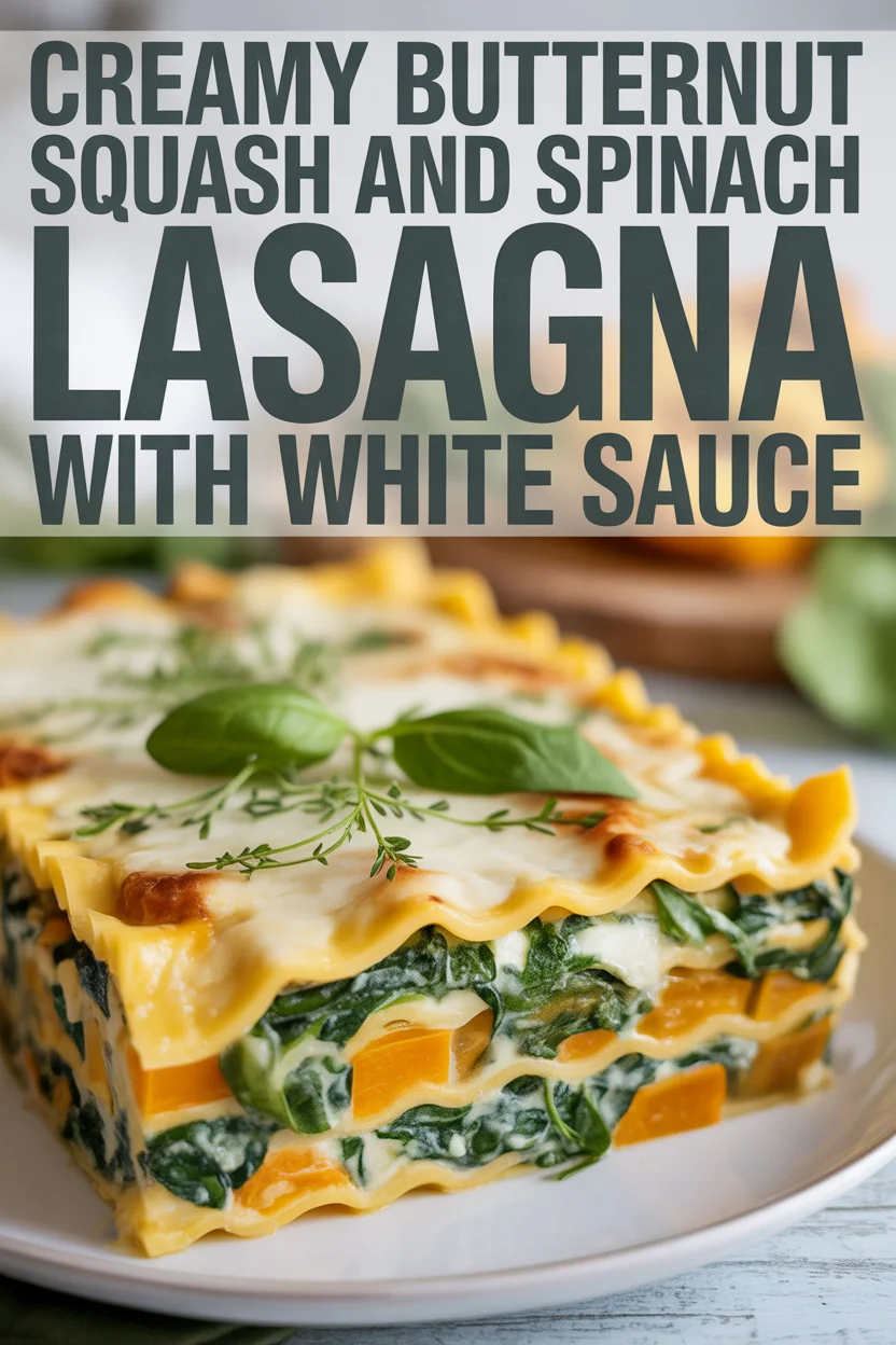 Creamy Butternut Squash and Spinach Lasagna with White Sauce