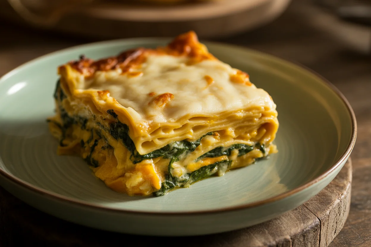 Creamy Butternut Squash and Spinach Lasagna with White Sauce