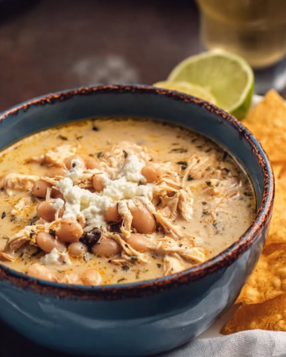 Crockpot White Chicken Chili with Cream Cheese