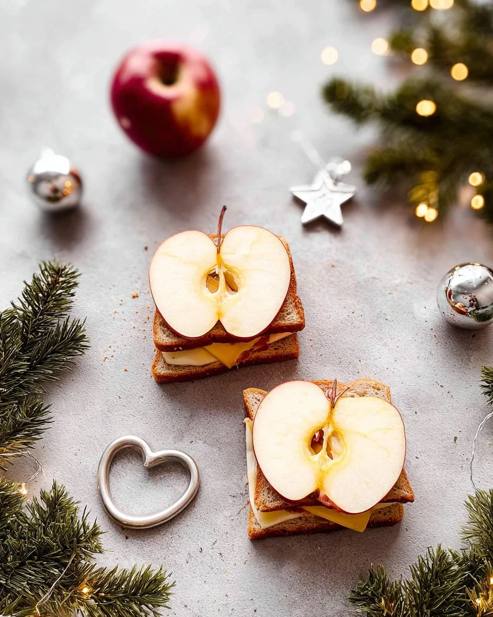 Festive Apple Christmas Sandwiches served on a holiday platter