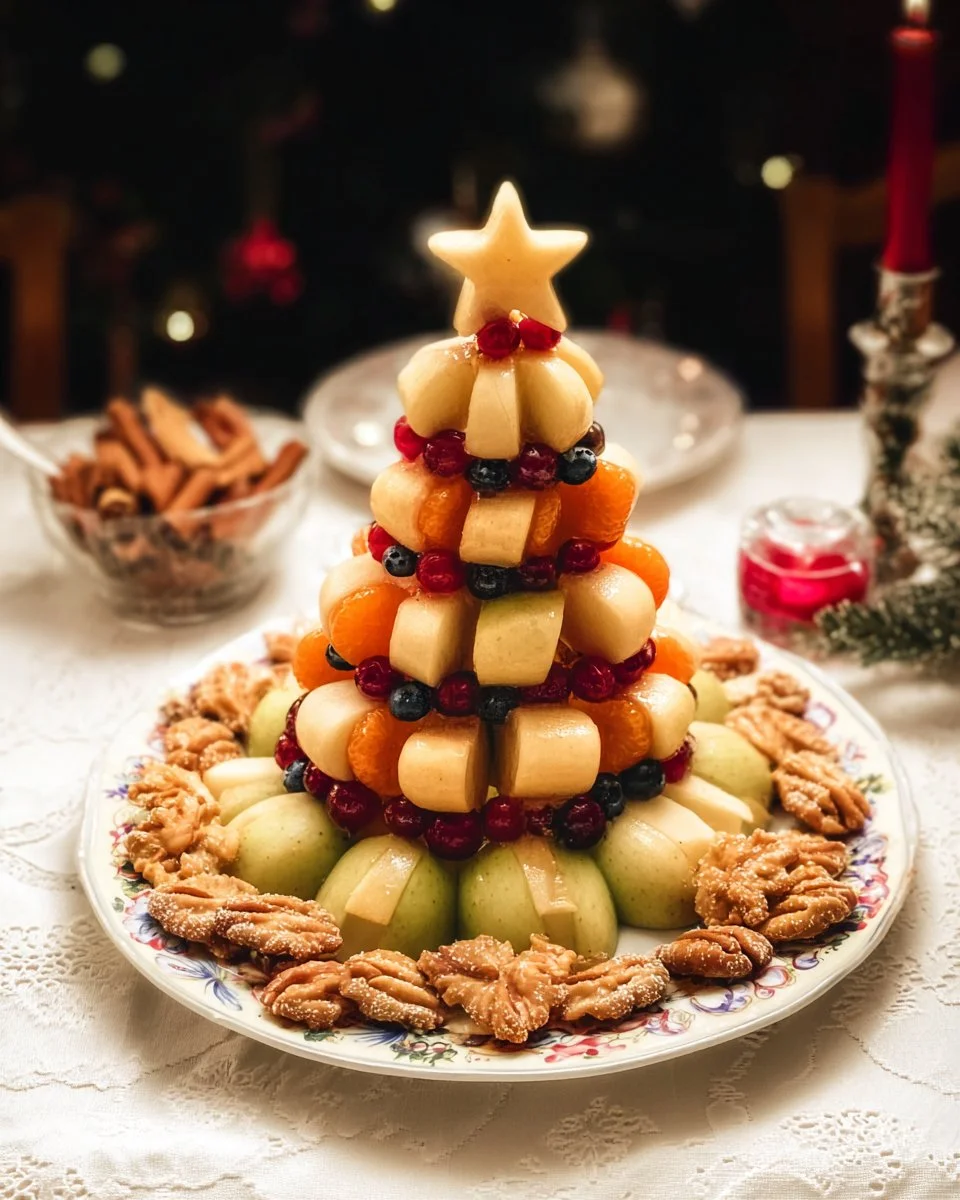 Decorative Apple Christmas Tree adorned with colorful ornaments