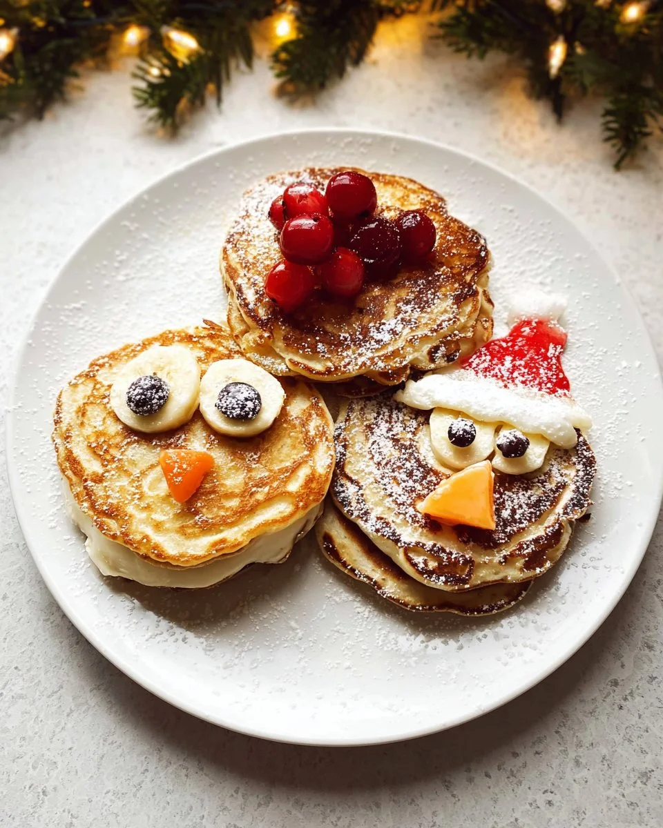 Delicious Christmas pancakes topped with festive decorations