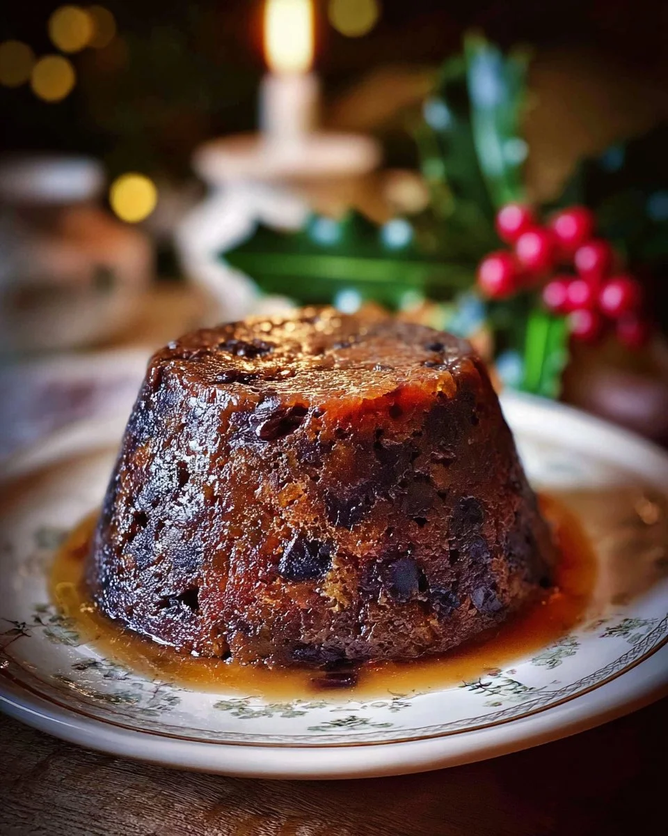 Nut-free Christmas pudding topped with festive decorations