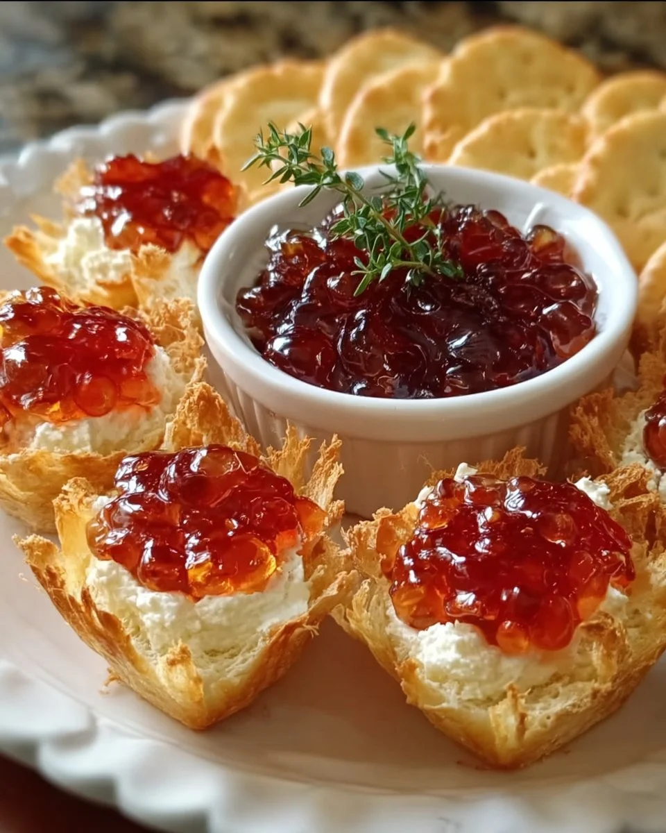 Delicious Pepper Jelly Cream Cheese Bites appetizer ready to serve