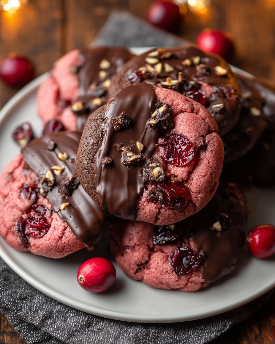 Chocolate Dipped Cranberry Cookies