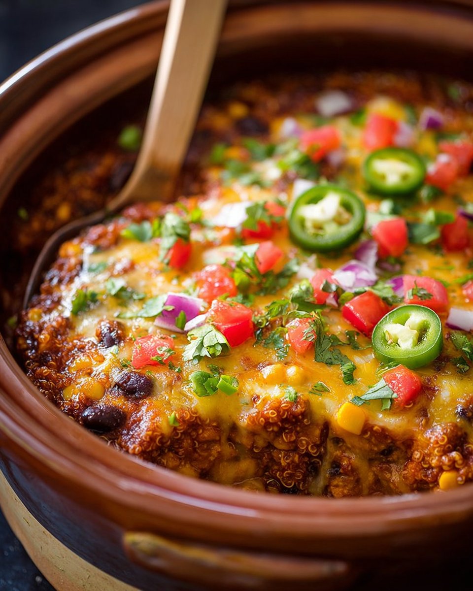 Slow Cooker Enchilada Quinoa Bake