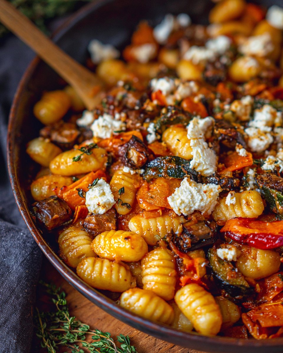 Roasted Gnocchi with Vegetables and Feta