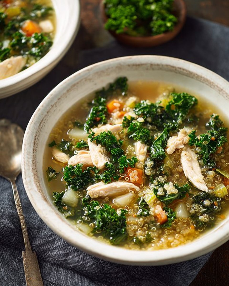 Slow Cooker Quinoa, Chicken and Kale Soup