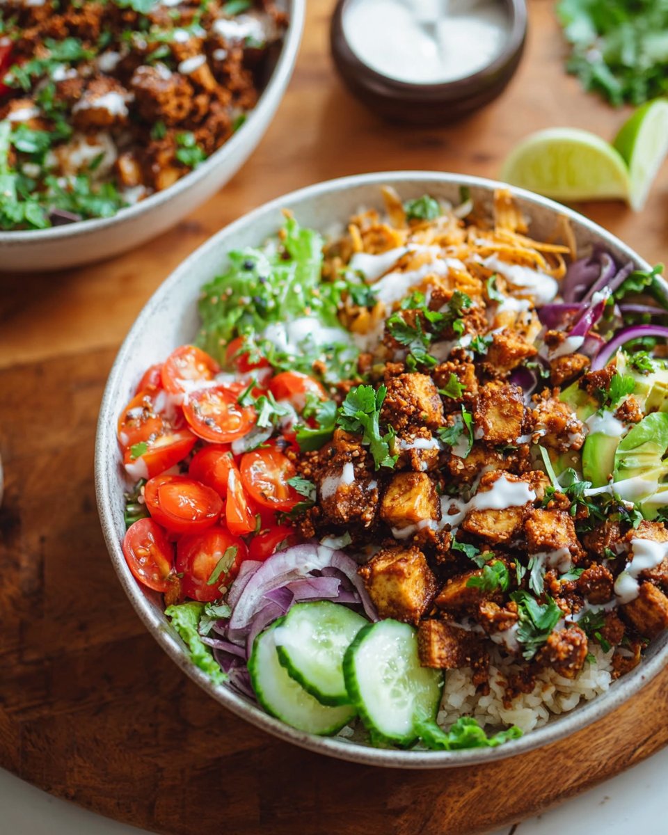 Crispy Tofu Rice Bowls (Easy Vegetarian Taco Bowls)