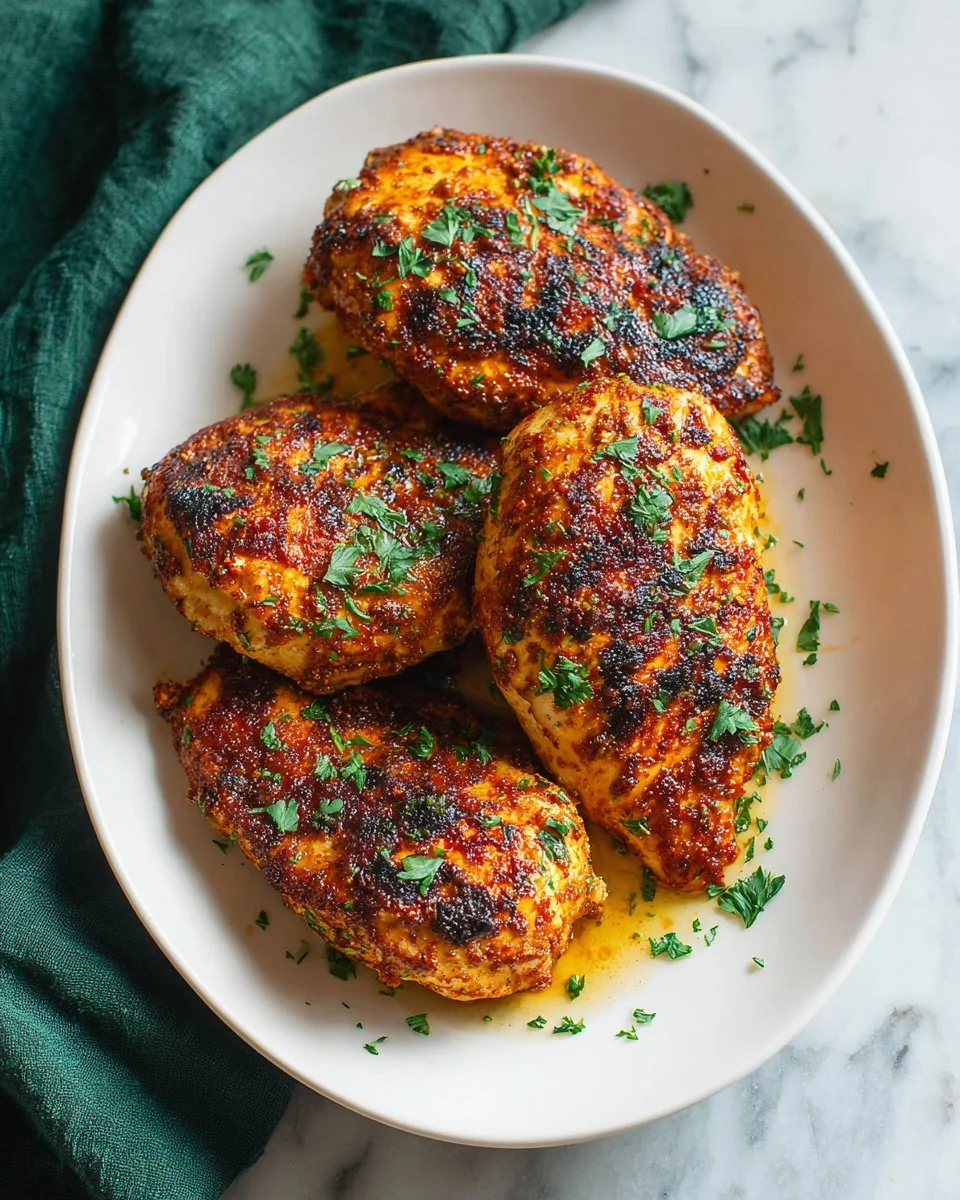 Deliciously seasoned Blackened Chicken served with sides on a plate.