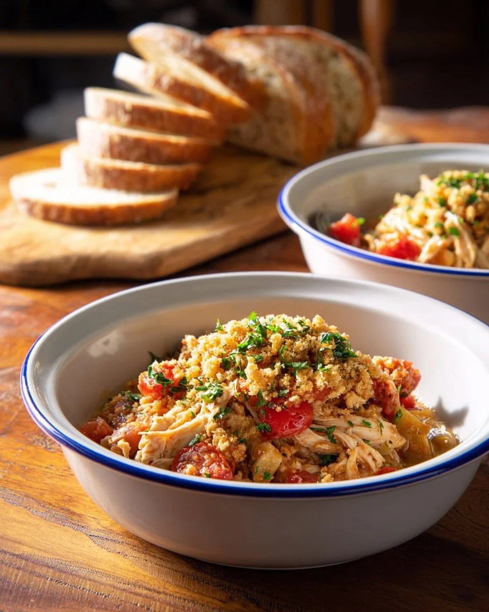 Delicious cassoulet served with fresh herbs and crusty bread