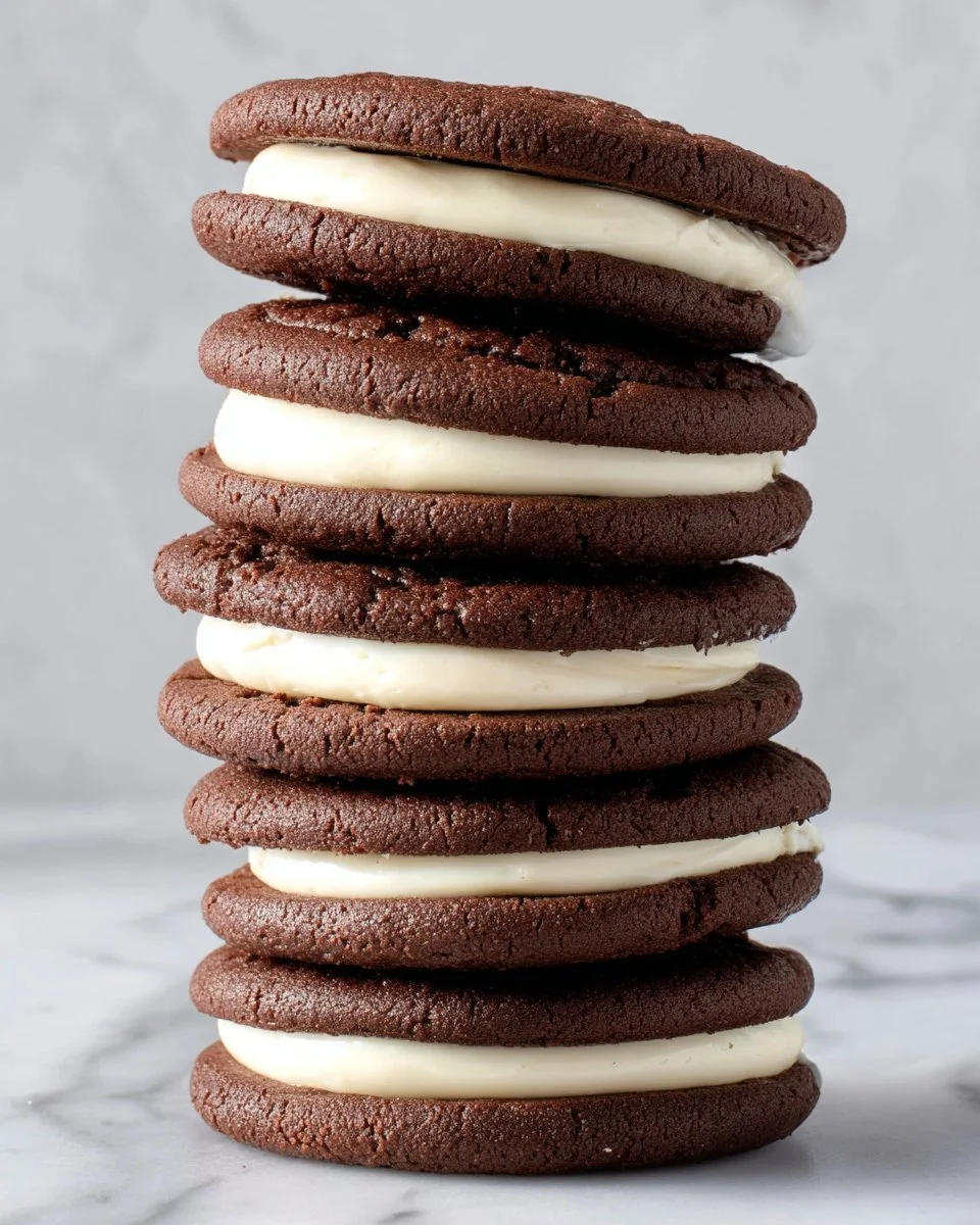 Delicious homemade Chocolate Sandwich Cookies filled with creamy frosting
