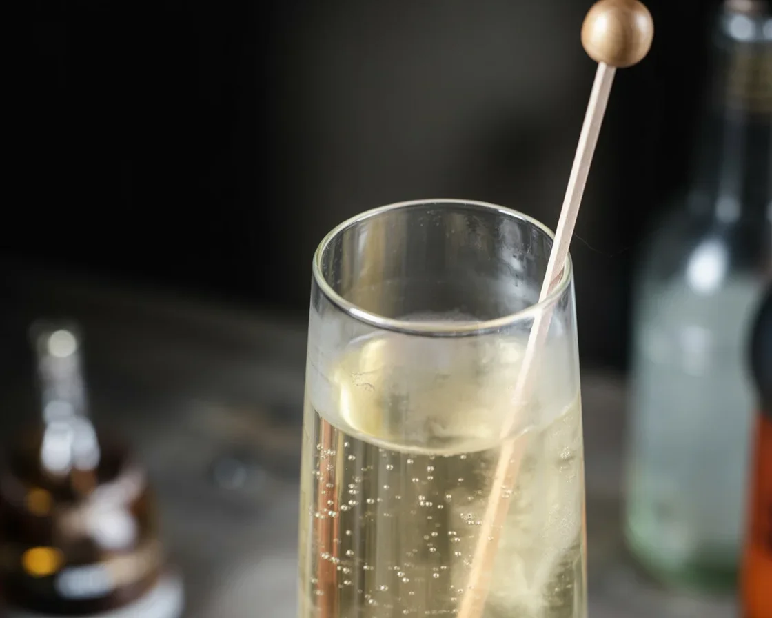 Refreshing French 75 cocktail made with gin, Champagne, and lemon juice.