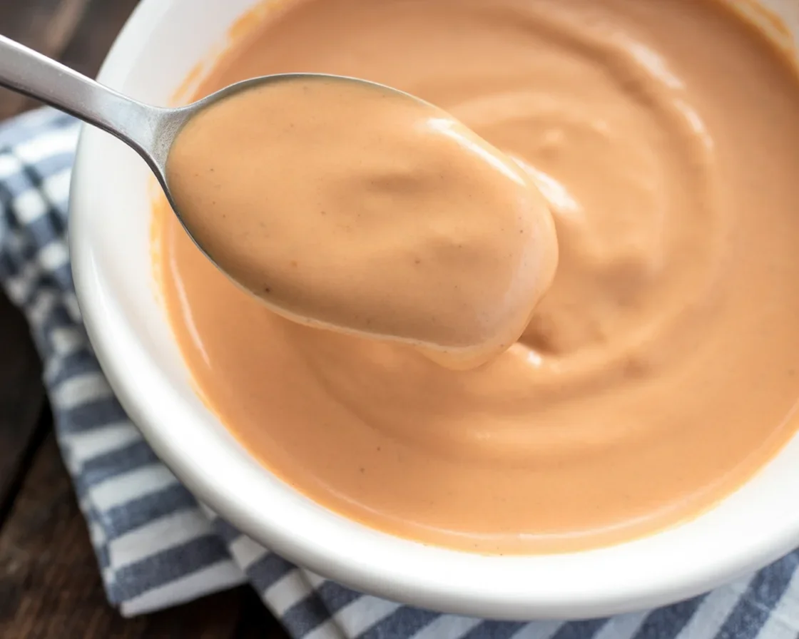 Homemade Big Mac sauce on a burger with fries, inspired by McDonald's special sauce.