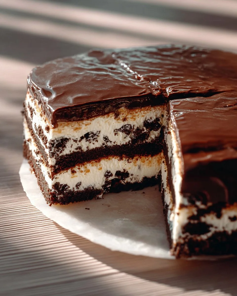 Delicious icebox cookie cheesecake with a creamy texture and cookie crust.