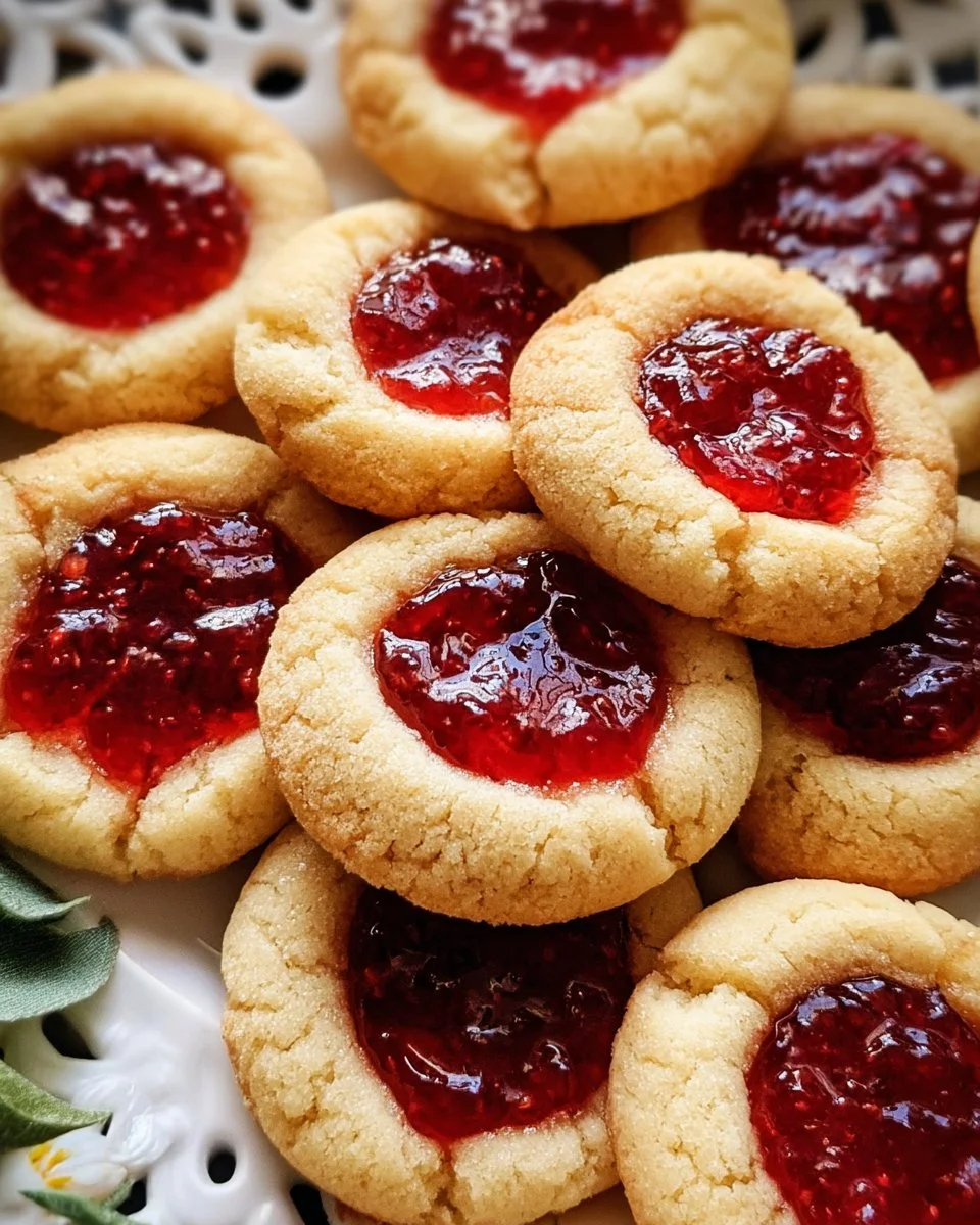 Delicious jam drops thumbprint cookies topped with fruit jam