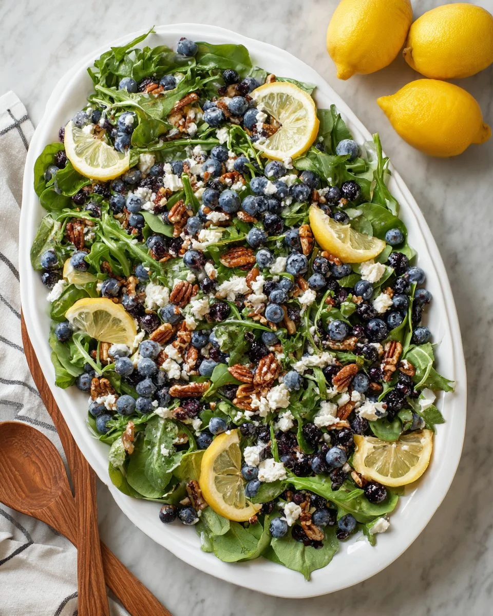 Delicious Lemon Blueberry Salad with fresh fruits and zesty dressing