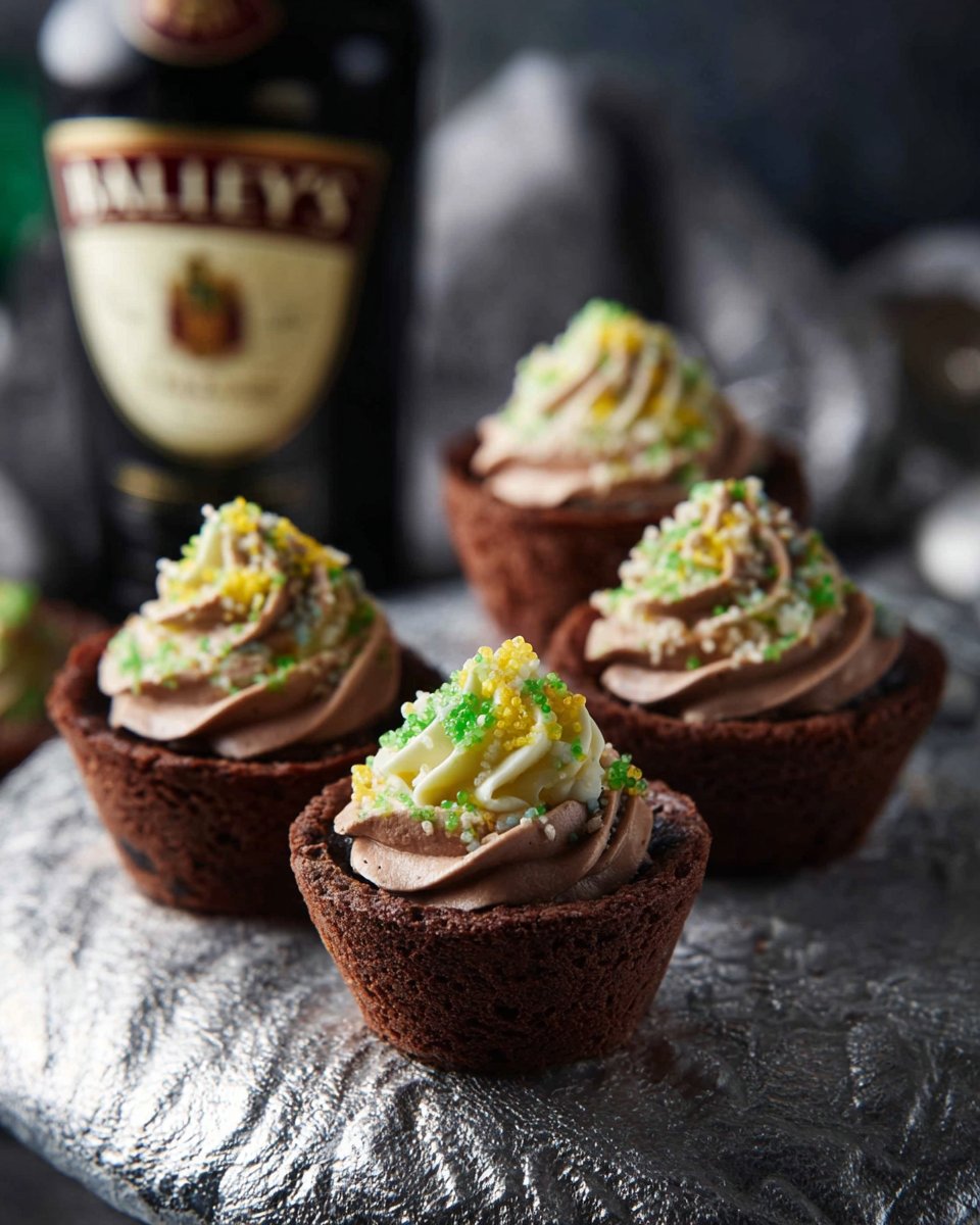 Espresso Brownie Cups With Baileys Buttercream Frosting