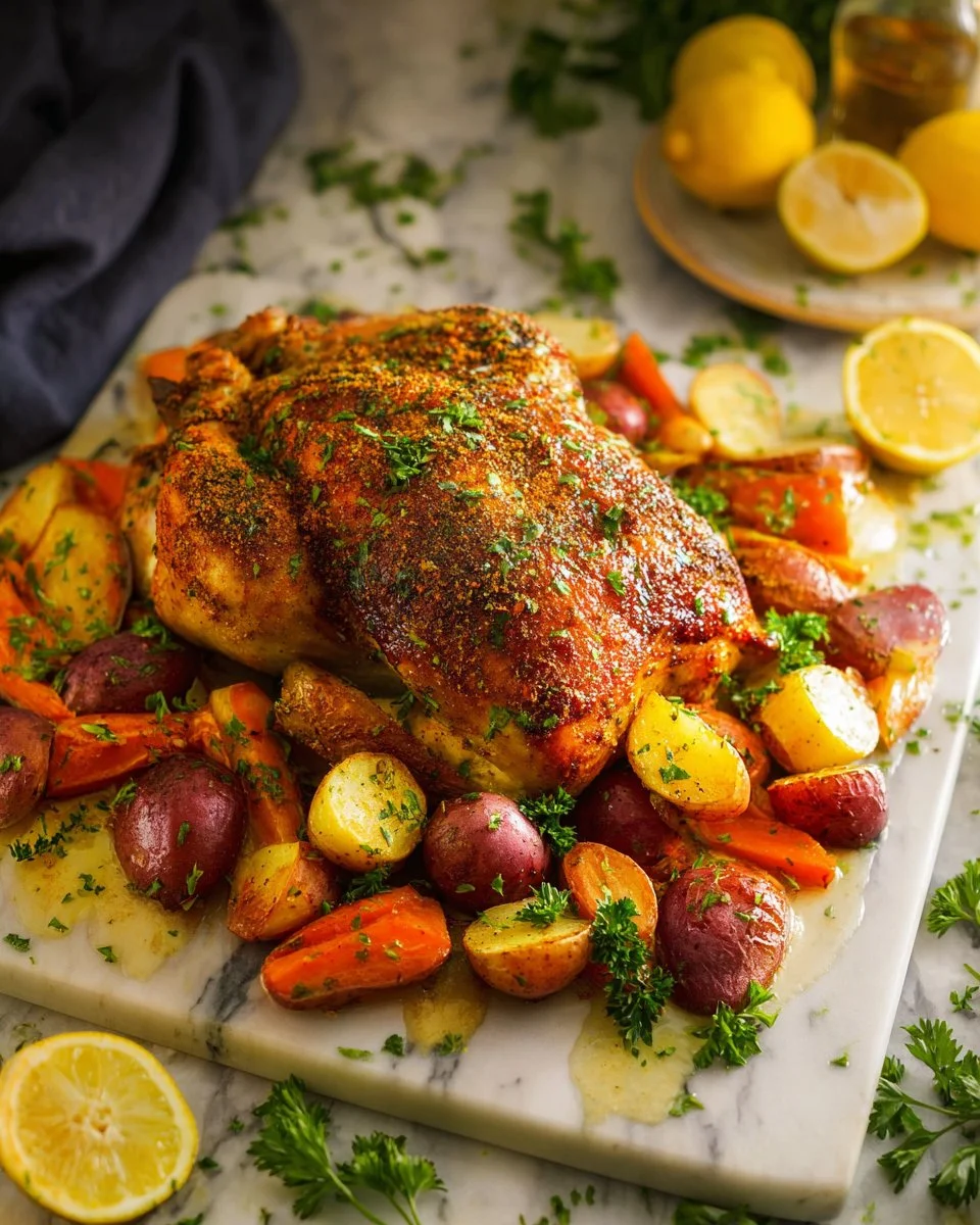 Crispy spatchcock chicken roasted to perfection with herbs and spices