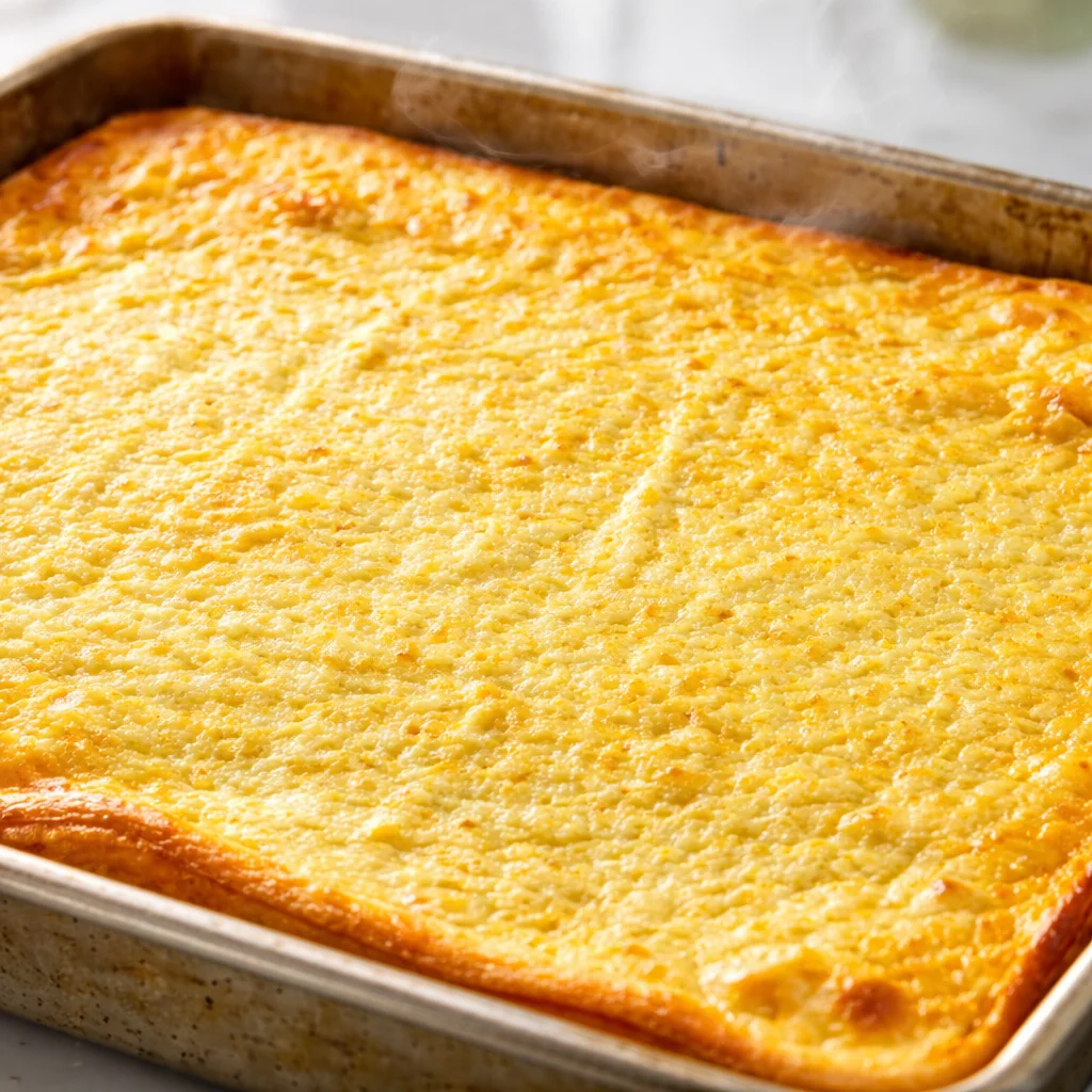 Freshly baked cottage cheese bread loaf on a wooden cutting board.