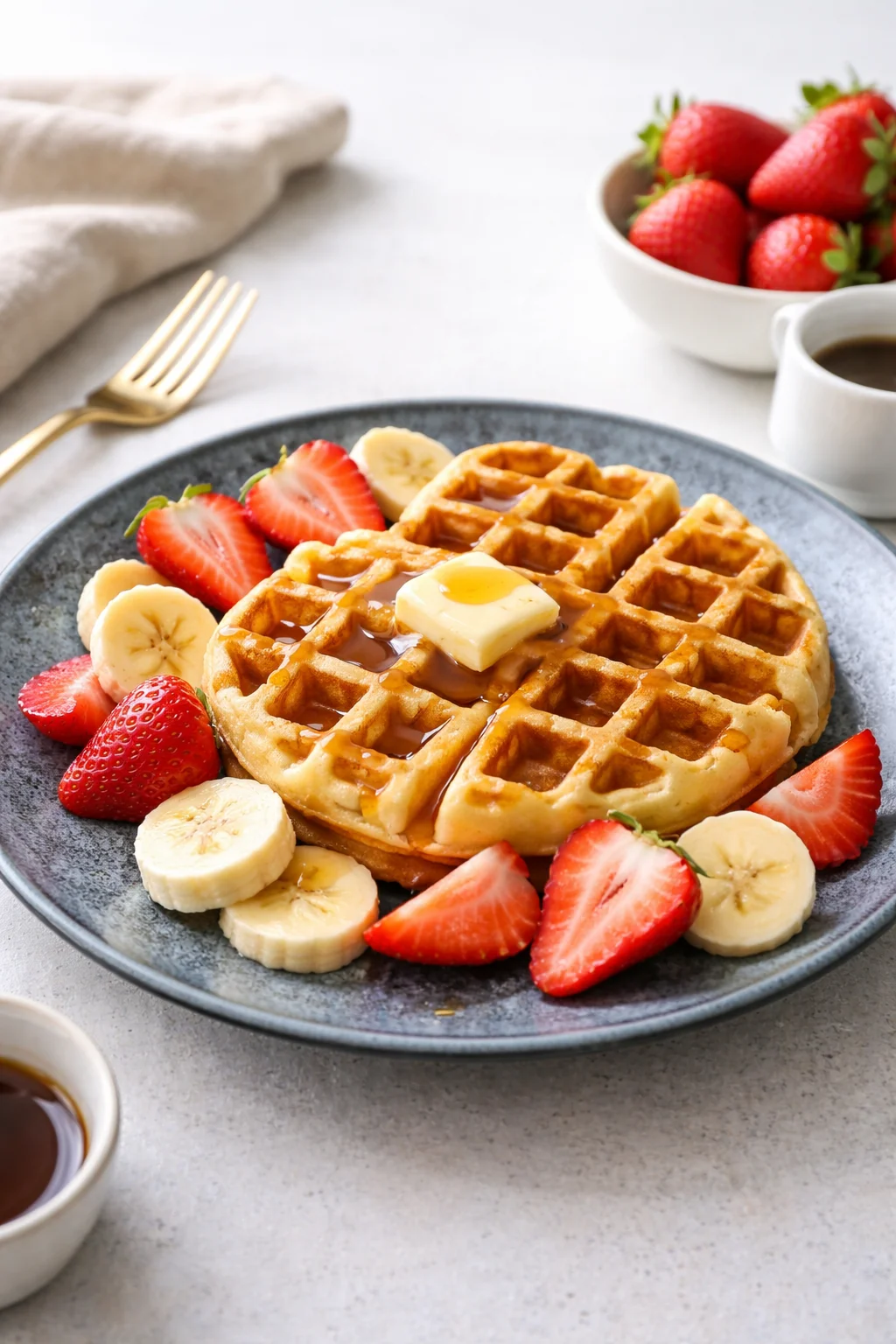 Deliciously Easy Strawberry Banana Cottage Cheese Waffles Recipe