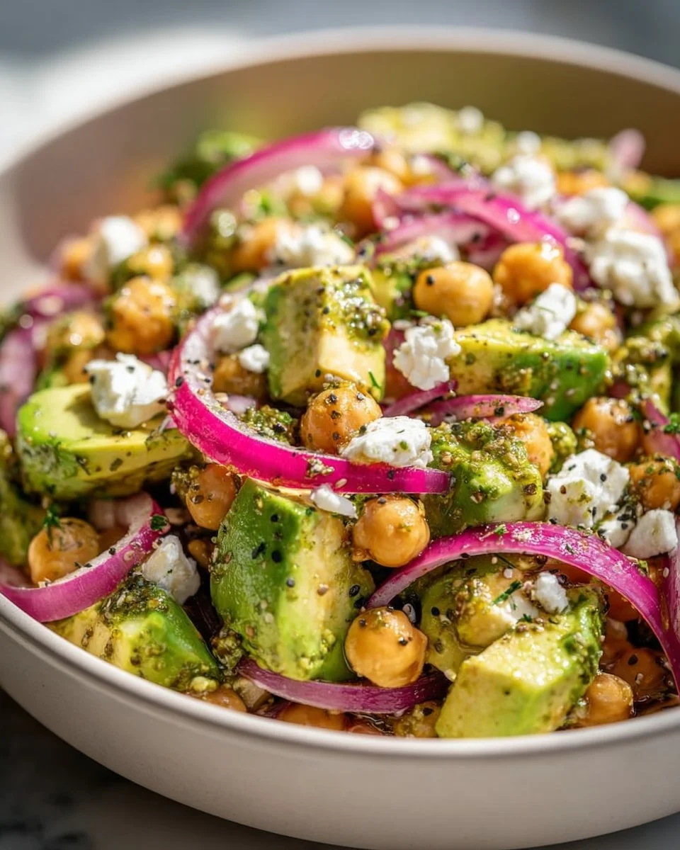 Chickpea Feta Avocado Salad
