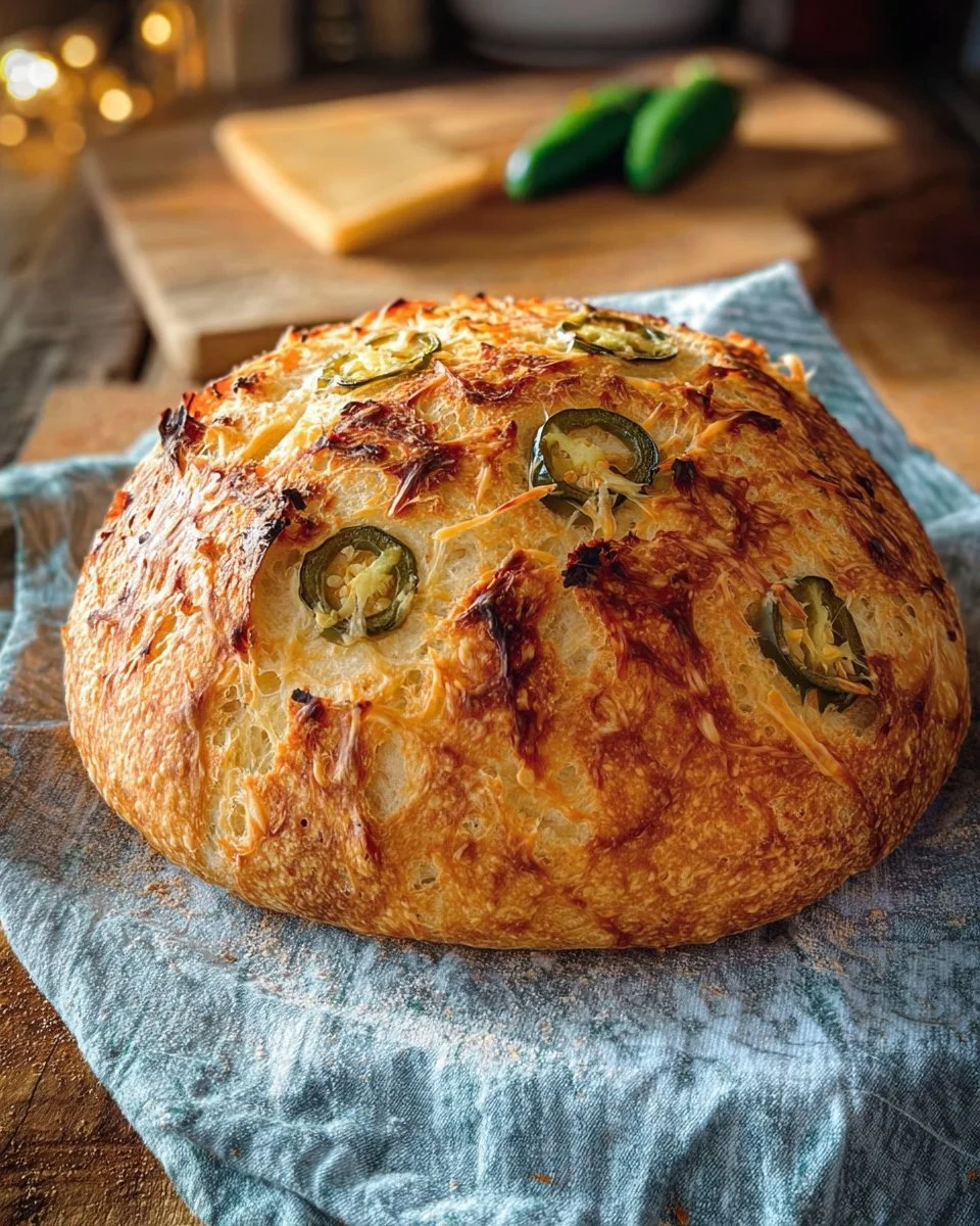 Jalapeño White Cheddar No Knead Bread