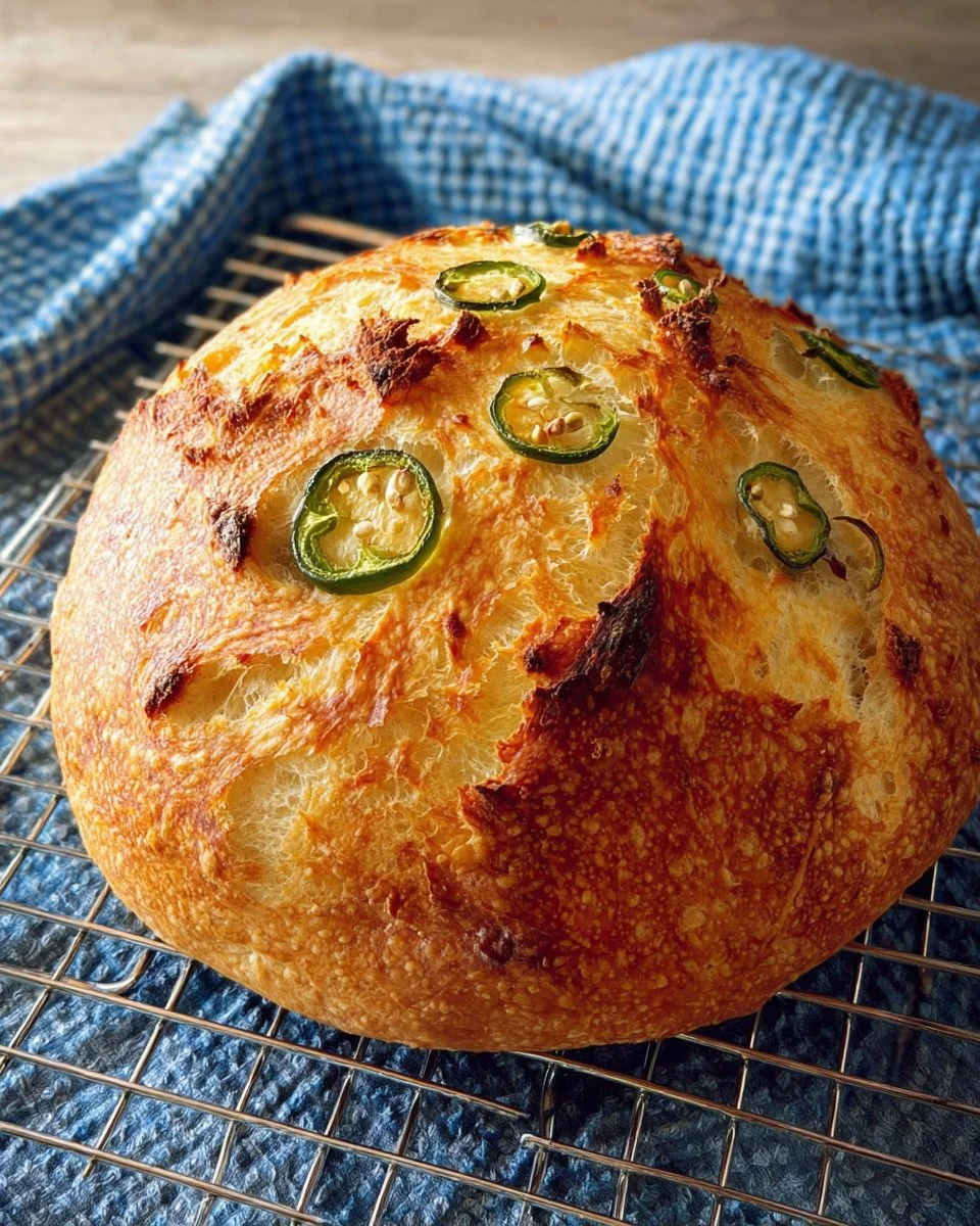 Jalapeño White Cheddar No Knead Bread