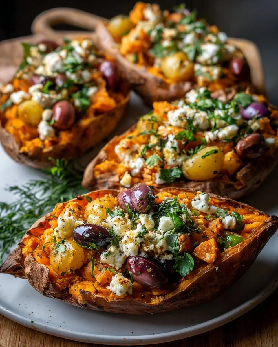 Mediterranean Stuffed Sweet Potatoes