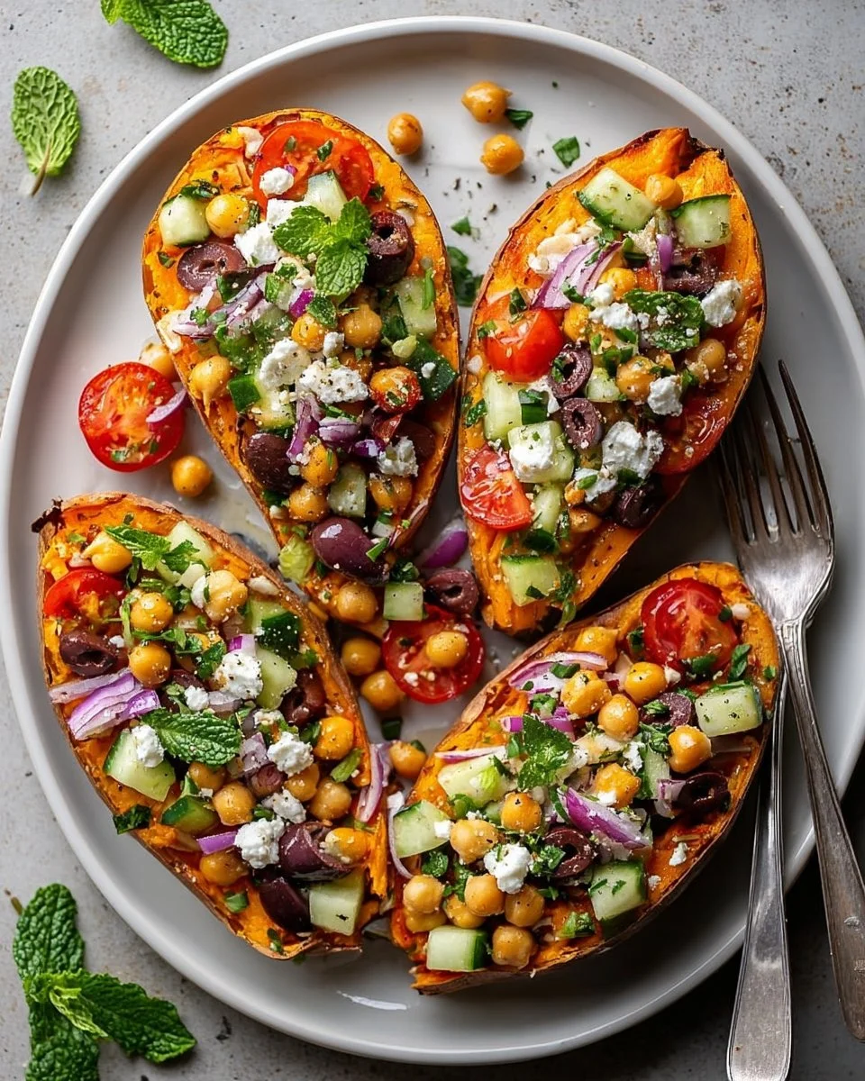 Mediterranean Stuffed Sweet Potatoes